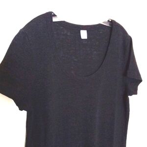 Old Navy Women's Black Linen Blend Short Sleeve Maxi T-shirt Dress Size Medium